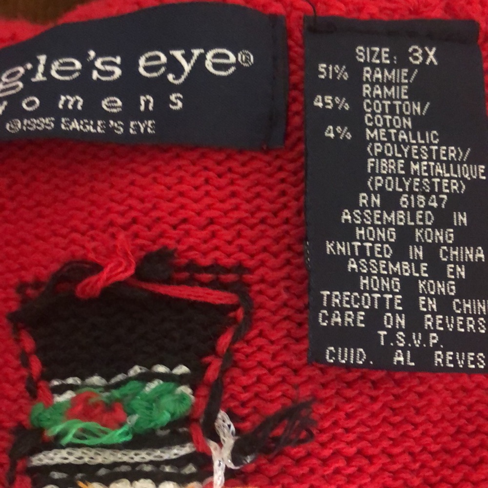 Woman’s rare Eagles Eye VTG Y2k festival scalloped knit Christmas vest - Picture 12 of 13